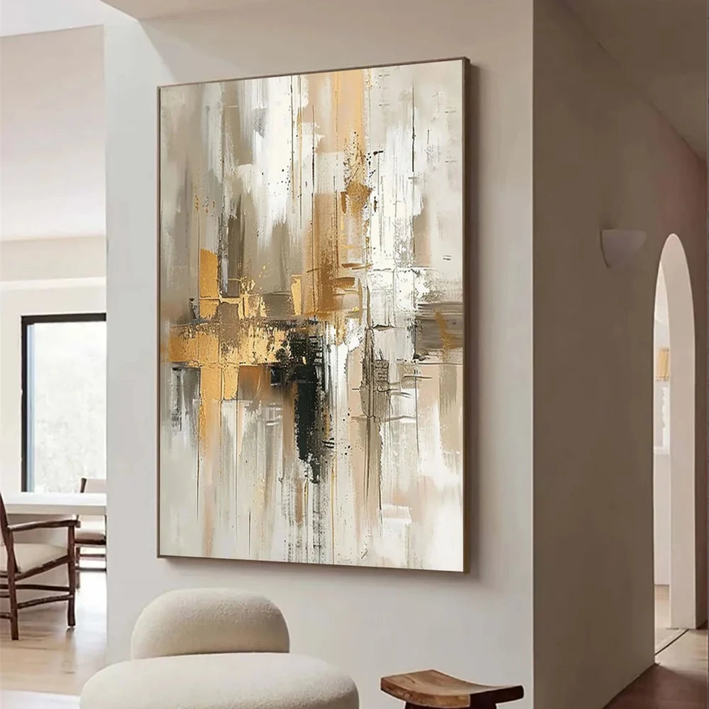 Beige and Brown Abstract Wall Art #AT001