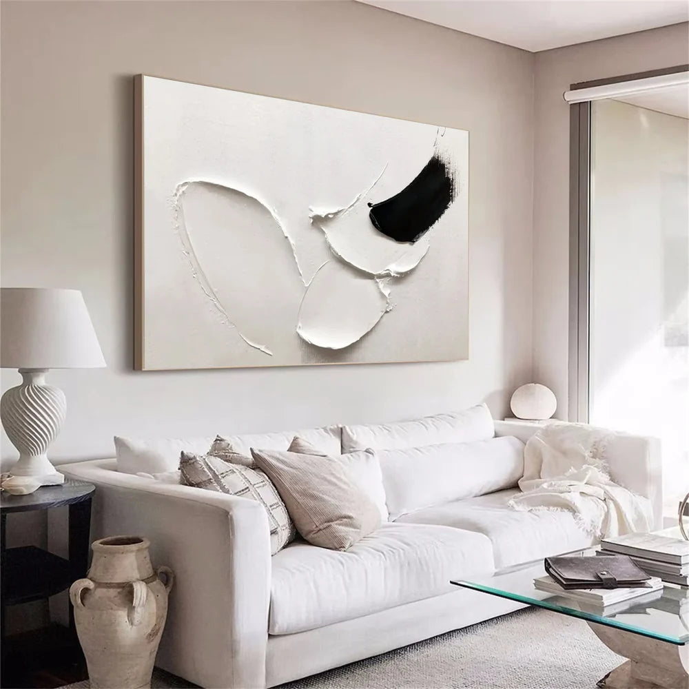 Black and White Minimalist Textured Wall Art #MT115