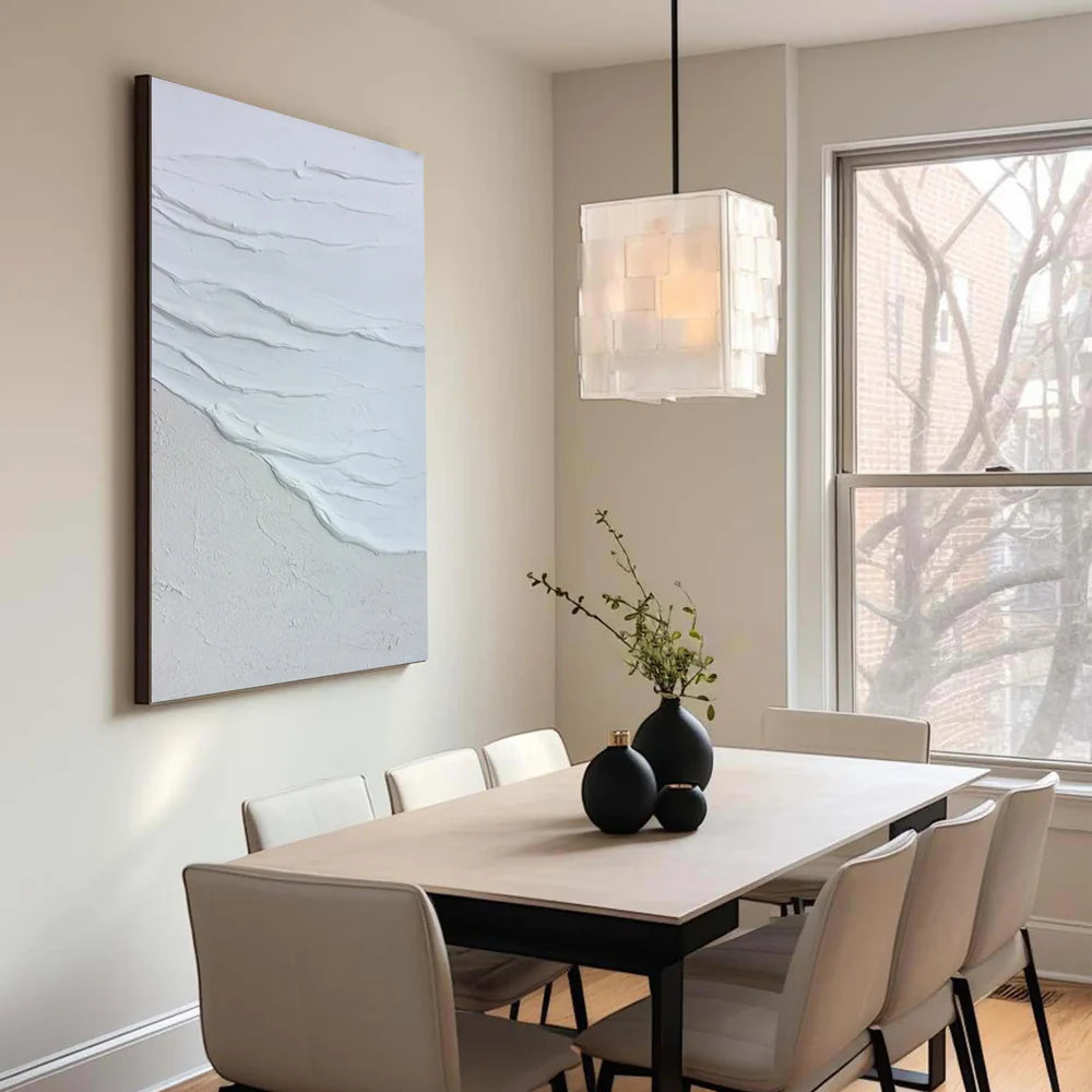 White Minimalist Textured Wall Art #MT116