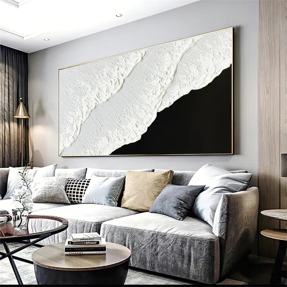 Black and White Minimalist Textured Wall Art #MT046