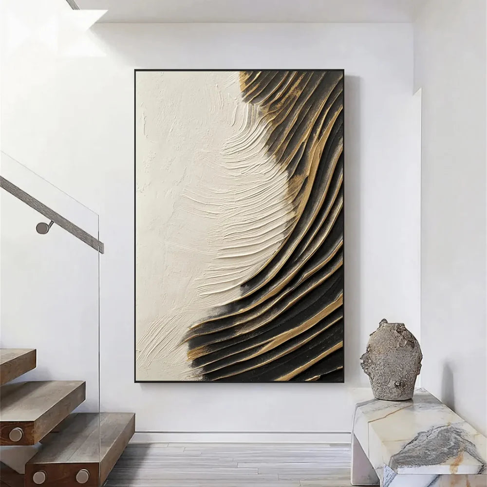 Black and White Minimalist Textured Wall Art #MT111