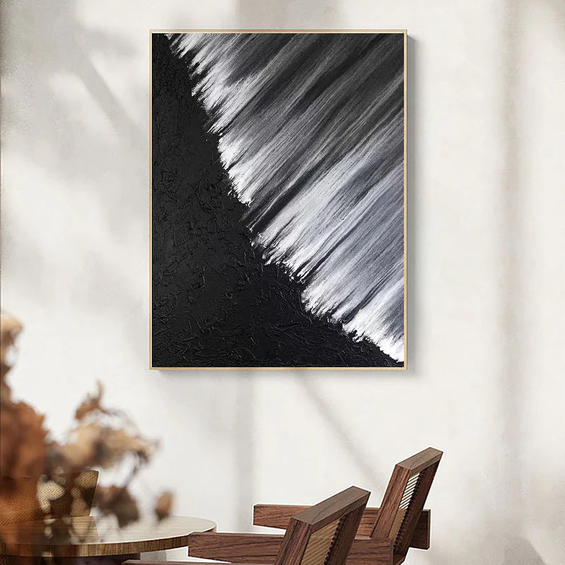 Black and White Minimalist Textured Wall Art #MT034