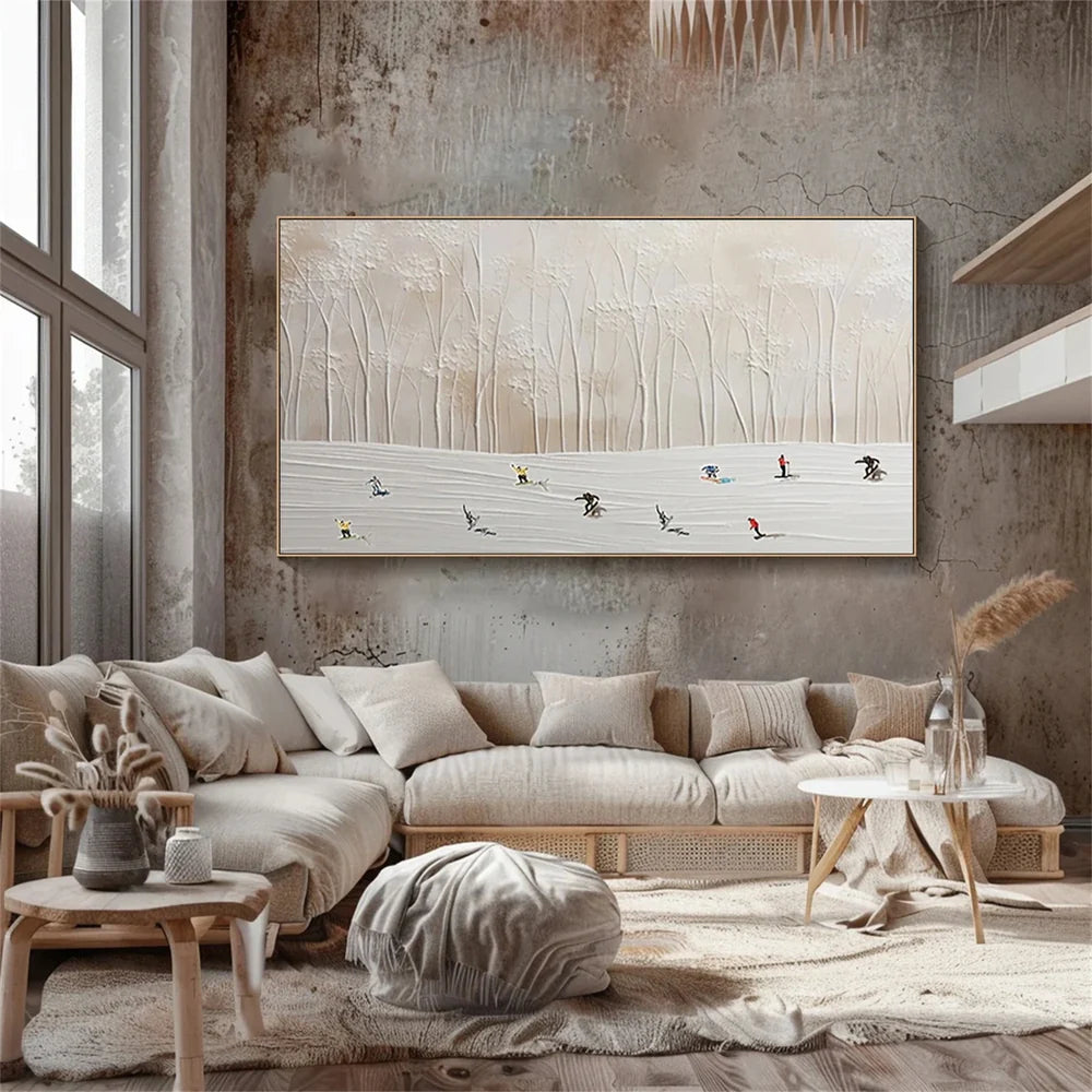 Skiing Sport Art Textured Canvas #PT038