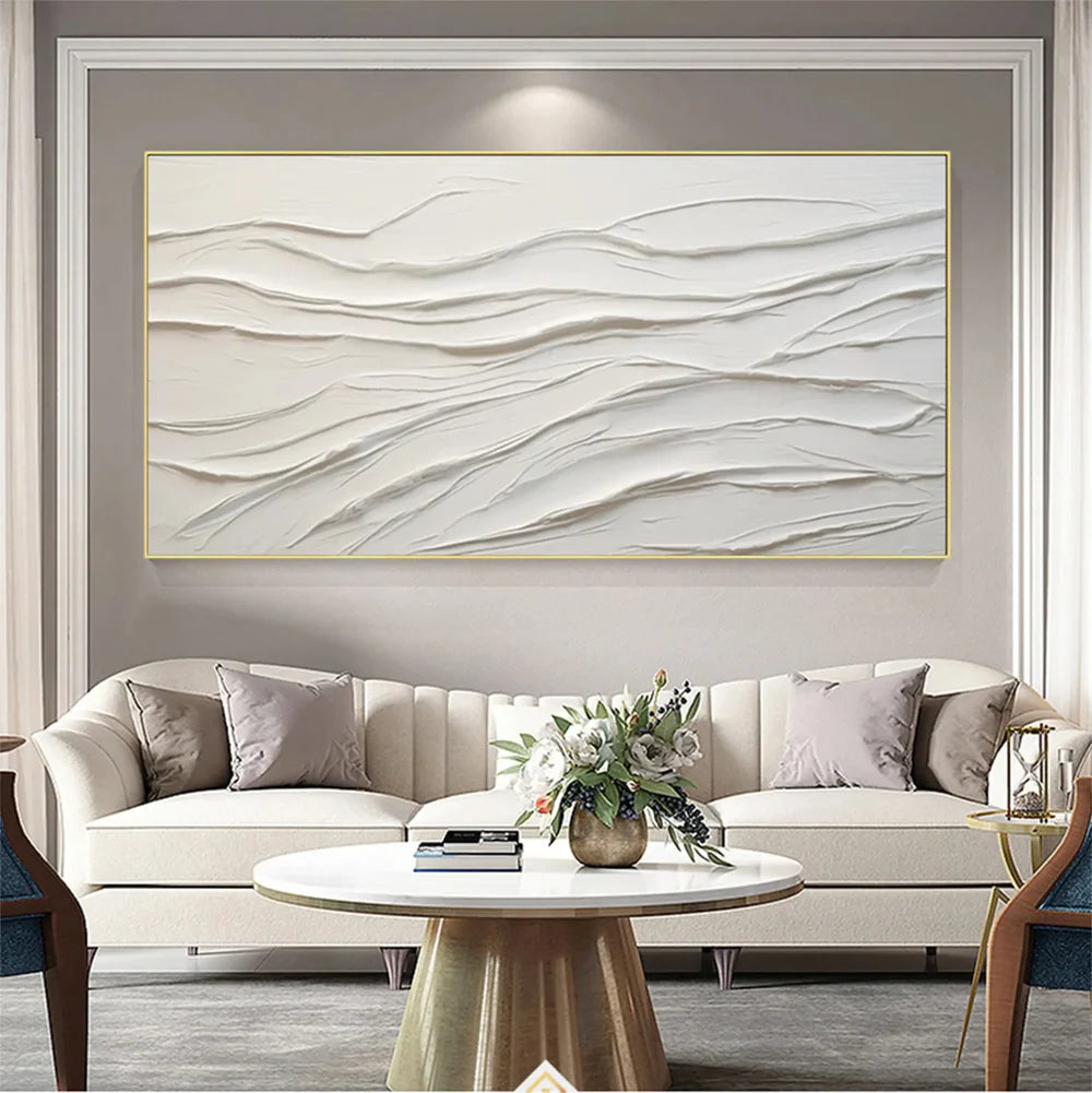 White Minimalist Textured Wall Art #MT093