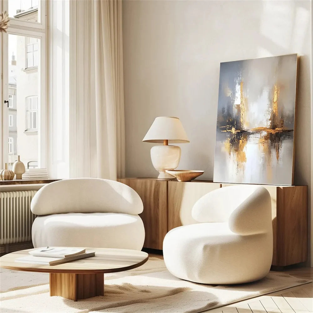 Beige and Brown Abstract Wall Art #AT108