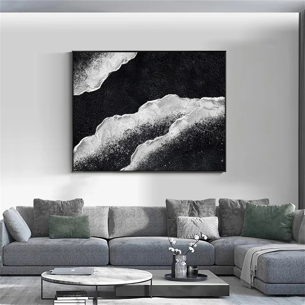 Black and White Minimalist Textured Wall Art #MT070
