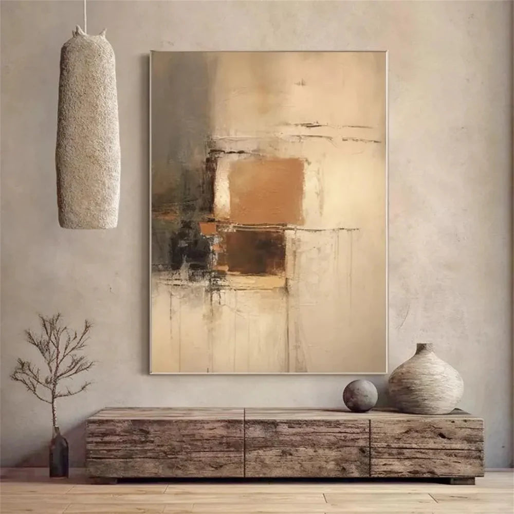 Beige and Brown Abstract Wall Art #AT104