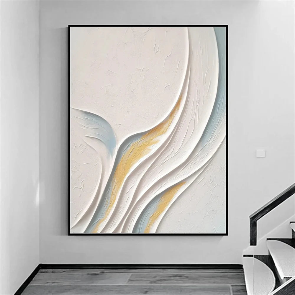 White Minimalist Textured Wall Art #MT004