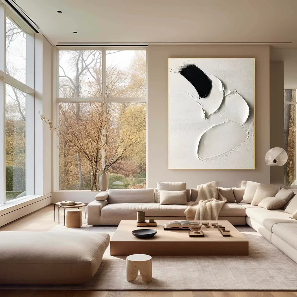 Black and White Minimalist Textured Wall Art #MT002