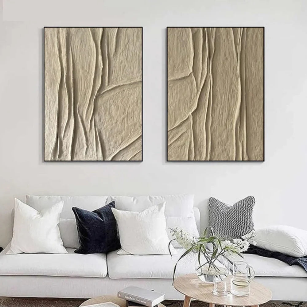 Beige and Brown Abstract Textured Wall Art Set Of 2 #AT041