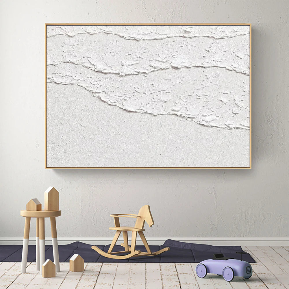 White Minimalist Textured Wall Art #MT025