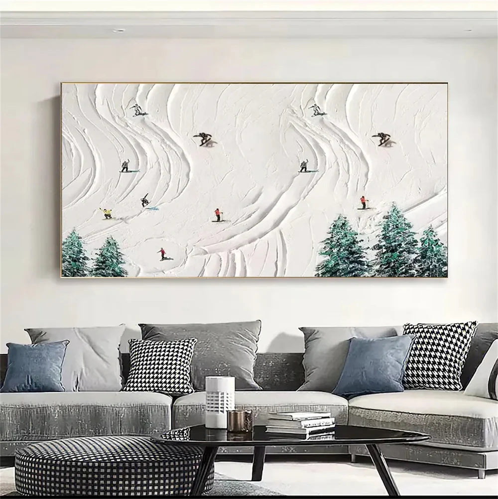 Skiing Sport Art Textured Canvas #PT018