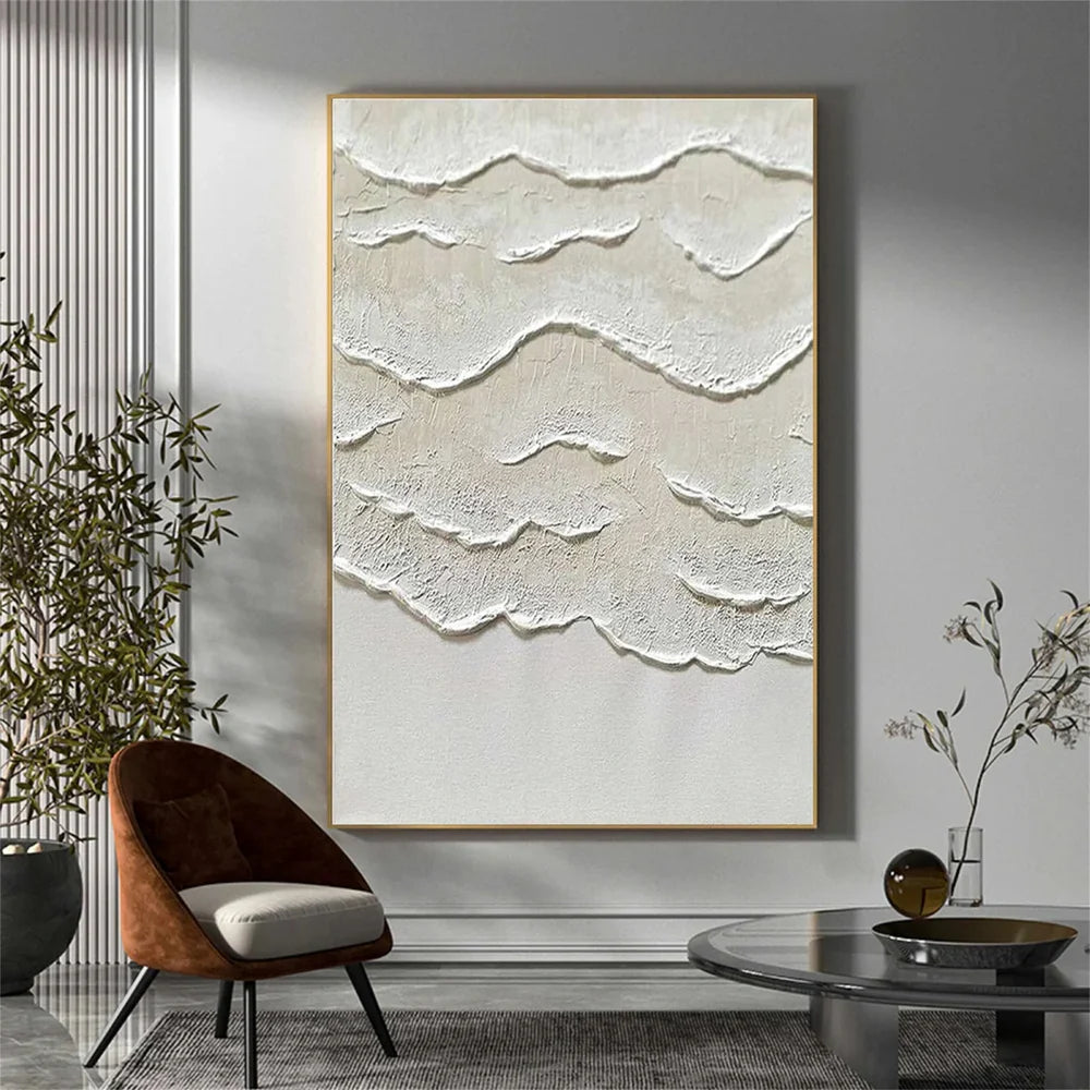 White Minimalist Textured Wall Art #MT122