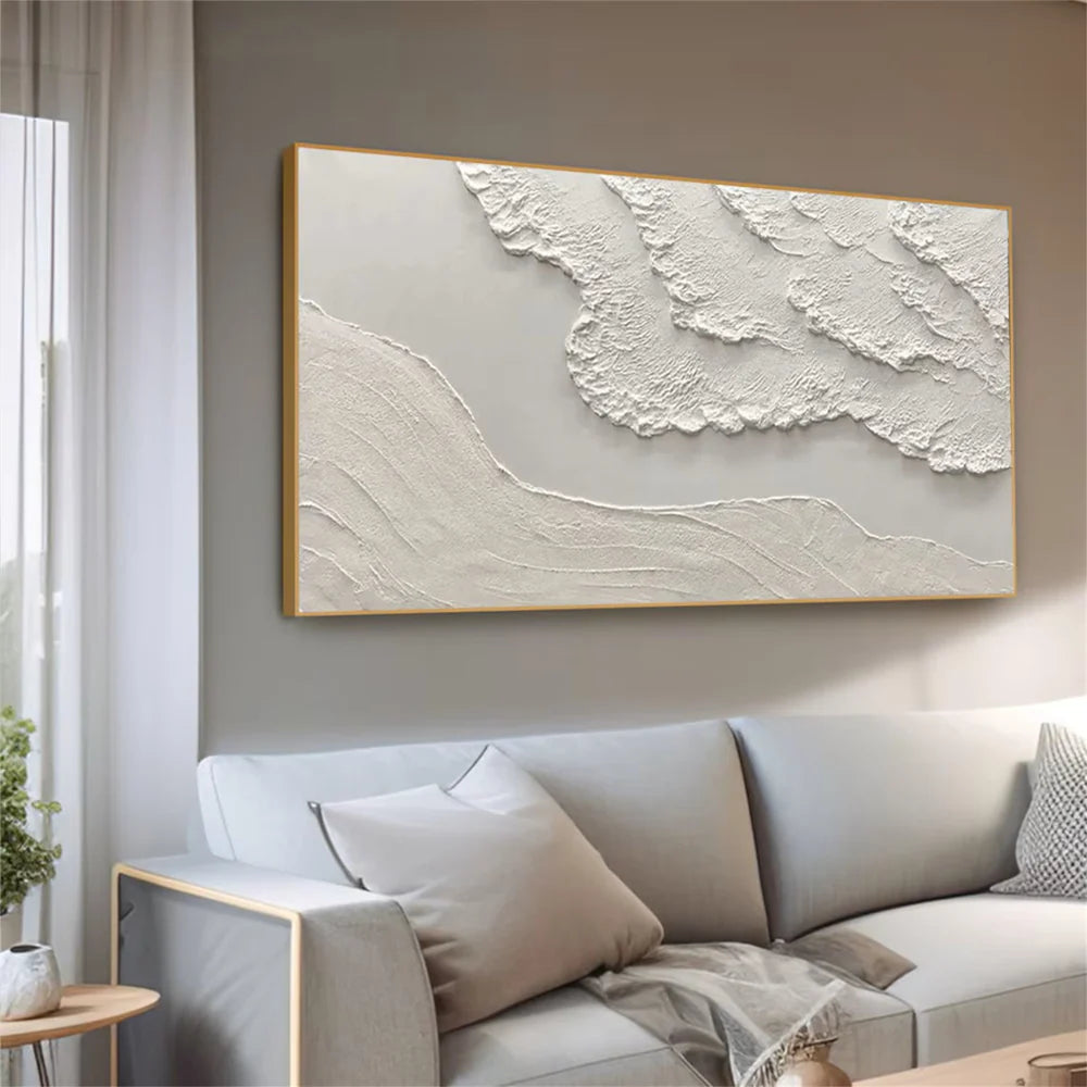 White Minimalist Textured Wall Art #MT072