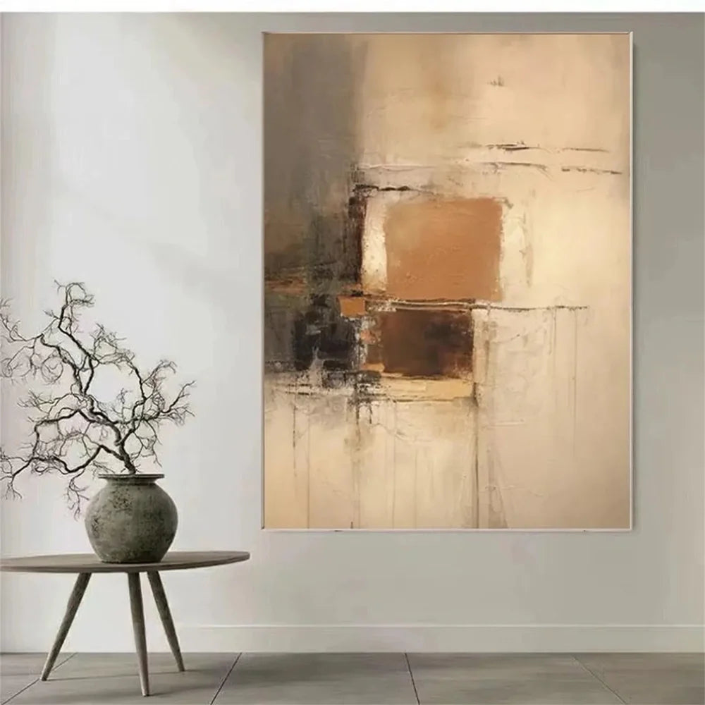 Beige and Brown Abstract Wall Art #AT104