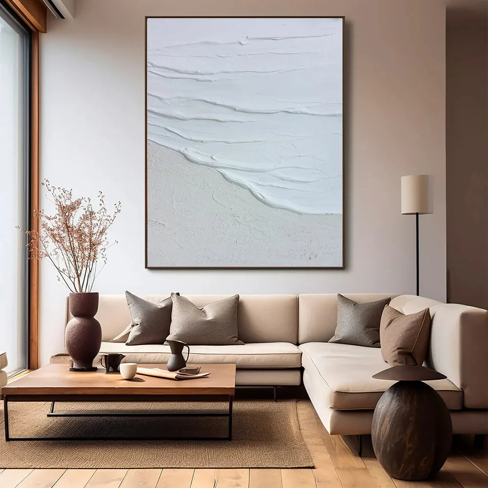 White Minimalist Textured Wall Art #MT116