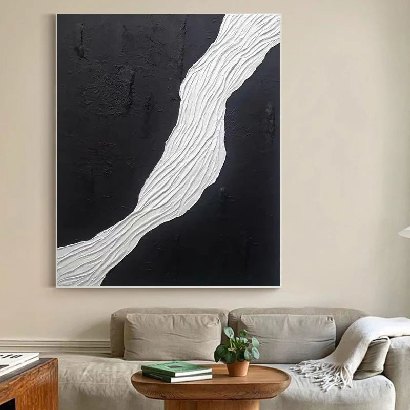 Black and White Minimalist Textured Wall Art #MT033