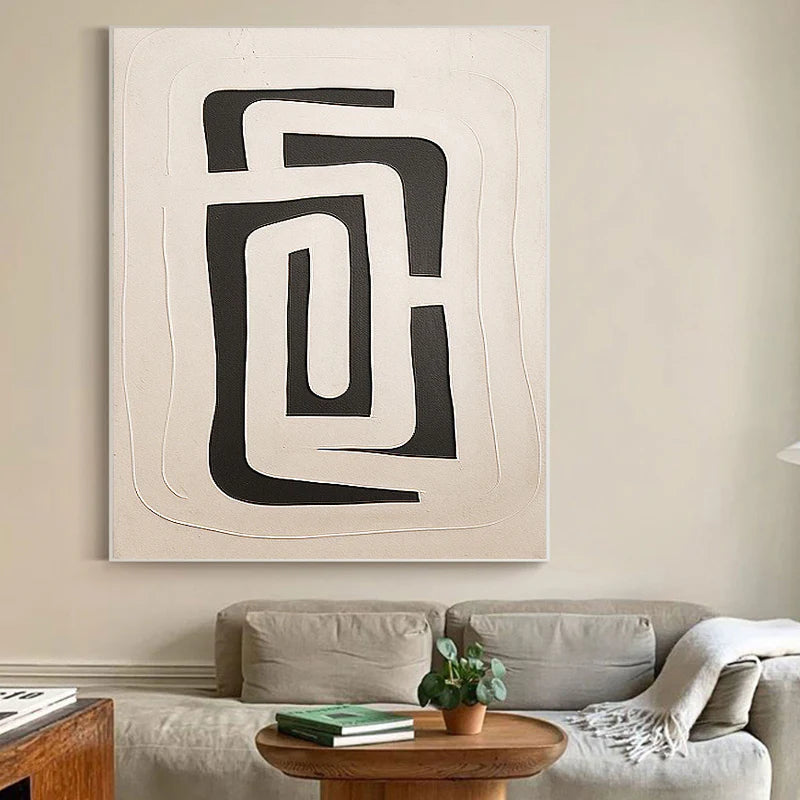 Black and White Minimalist Textured Wall Art #MT018