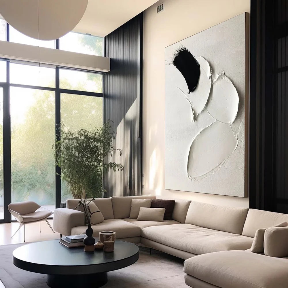 Black and White Minimalist Textured Wall Art #MT002