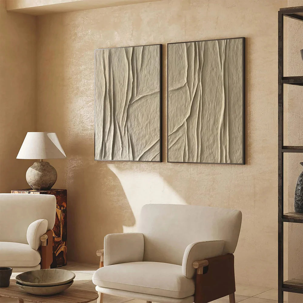 Beige and Brown Abstract Textured Wall Art Set Of 2 #AT041