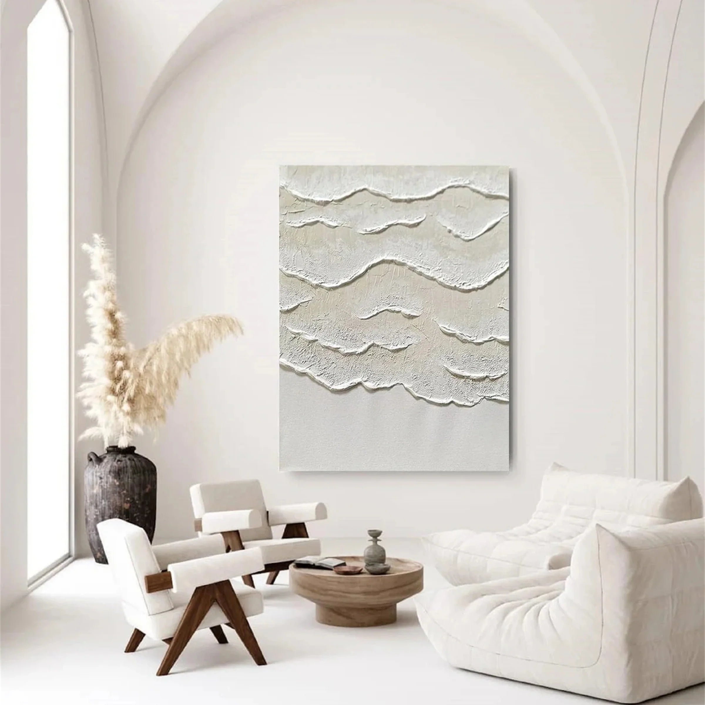 White Minimalist Textured Wall Art #MT122