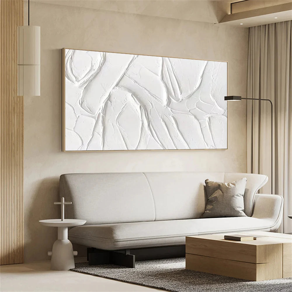 White Minimalist Textured Wall Art #MT060