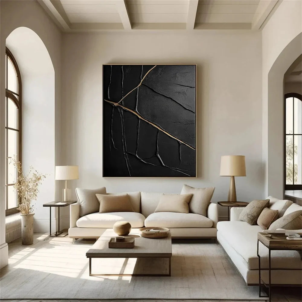 Black Minimalist Textured Wall Art #MT078