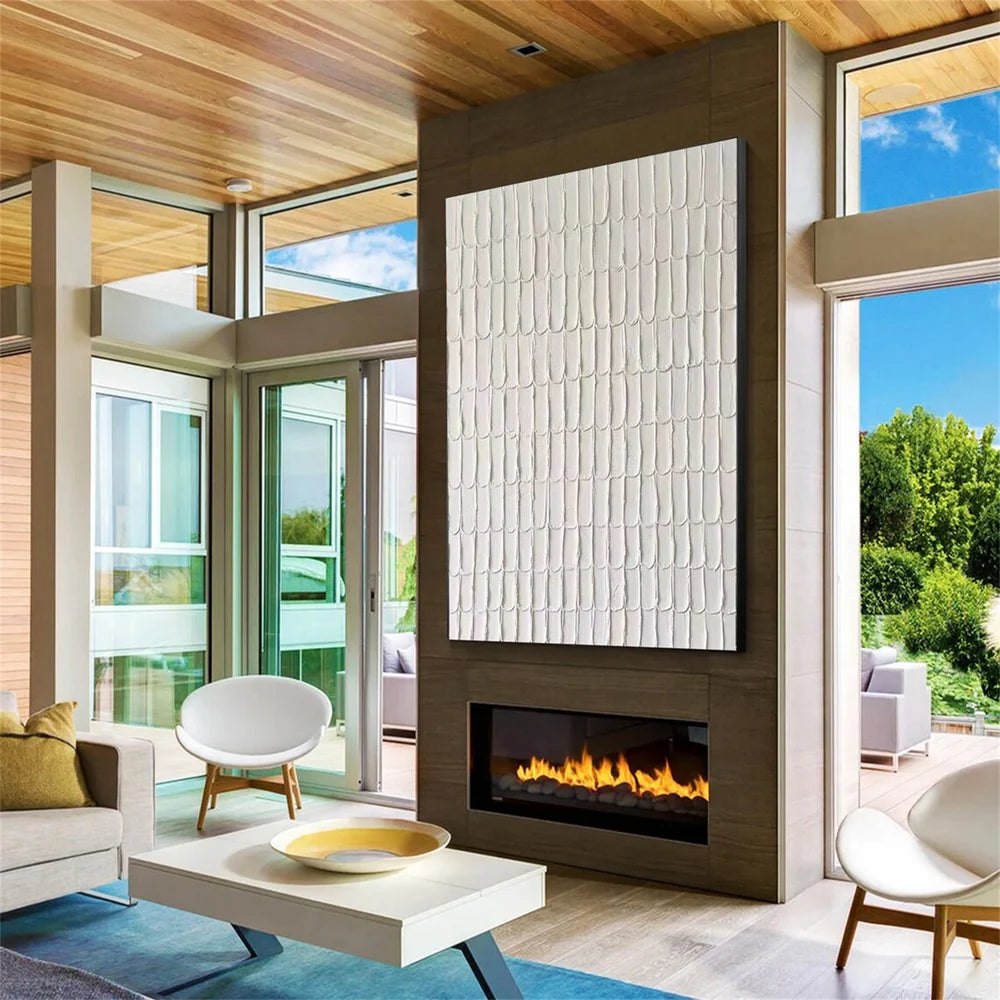 White Minimalist Textured Wall Art #MT007