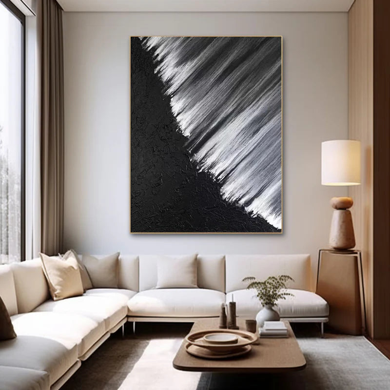 Black and White Minimalist Textured Wall Art #MT034