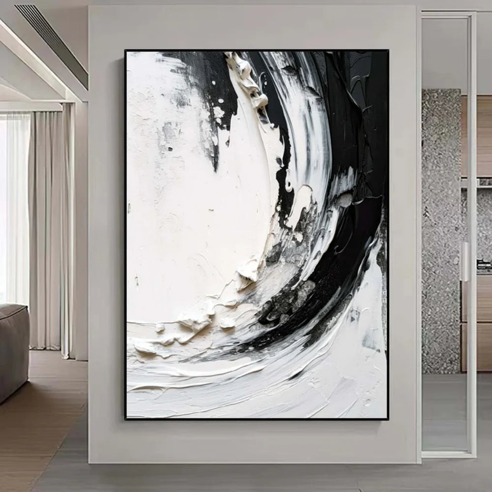 Black and White Minimalist Textured Wall Art #MT032
