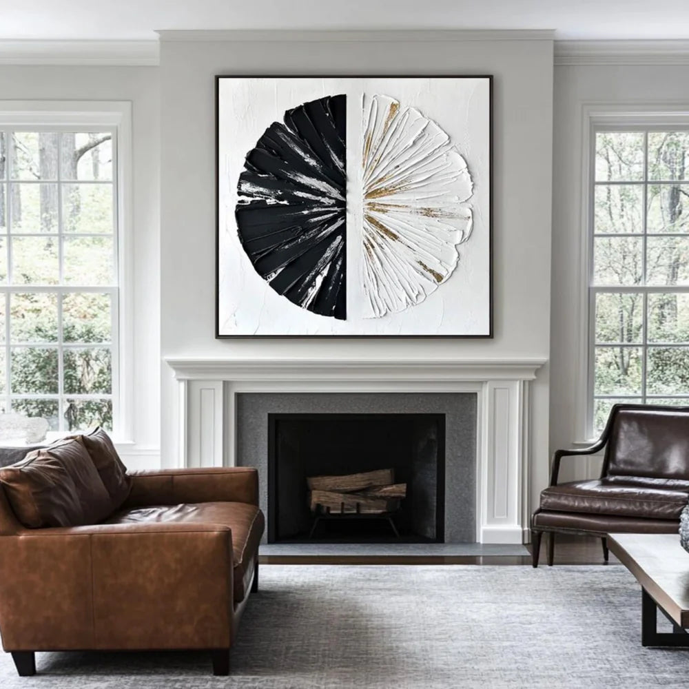Black and White Minimalist Textured Wall Art #MT099