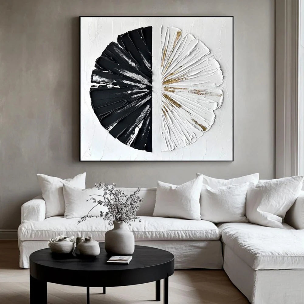 Black and White Minimalist Textured Wall Art #MT099