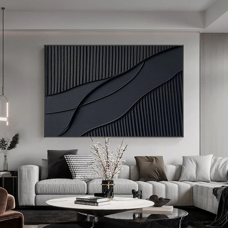 Black Minimalist Textured Wall Art #MT031