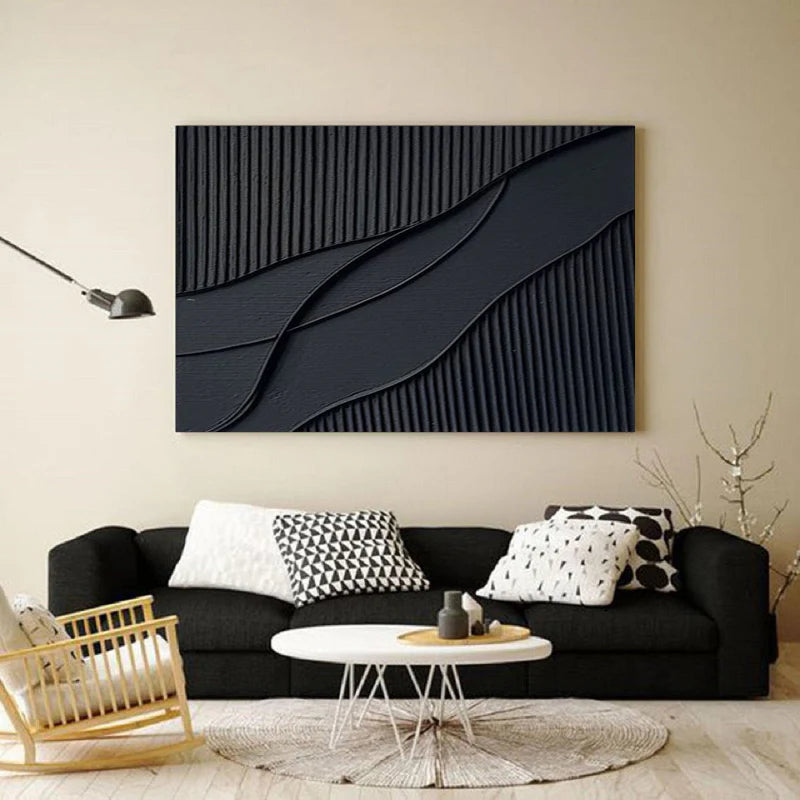 Black Minimalist Textured Wall Art #MT031