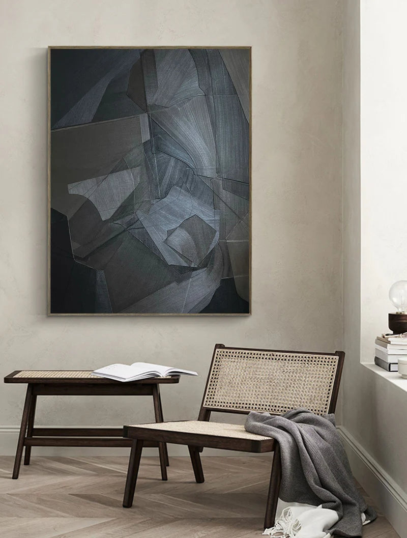 Black Minimalist Textured Wall Art #MT077