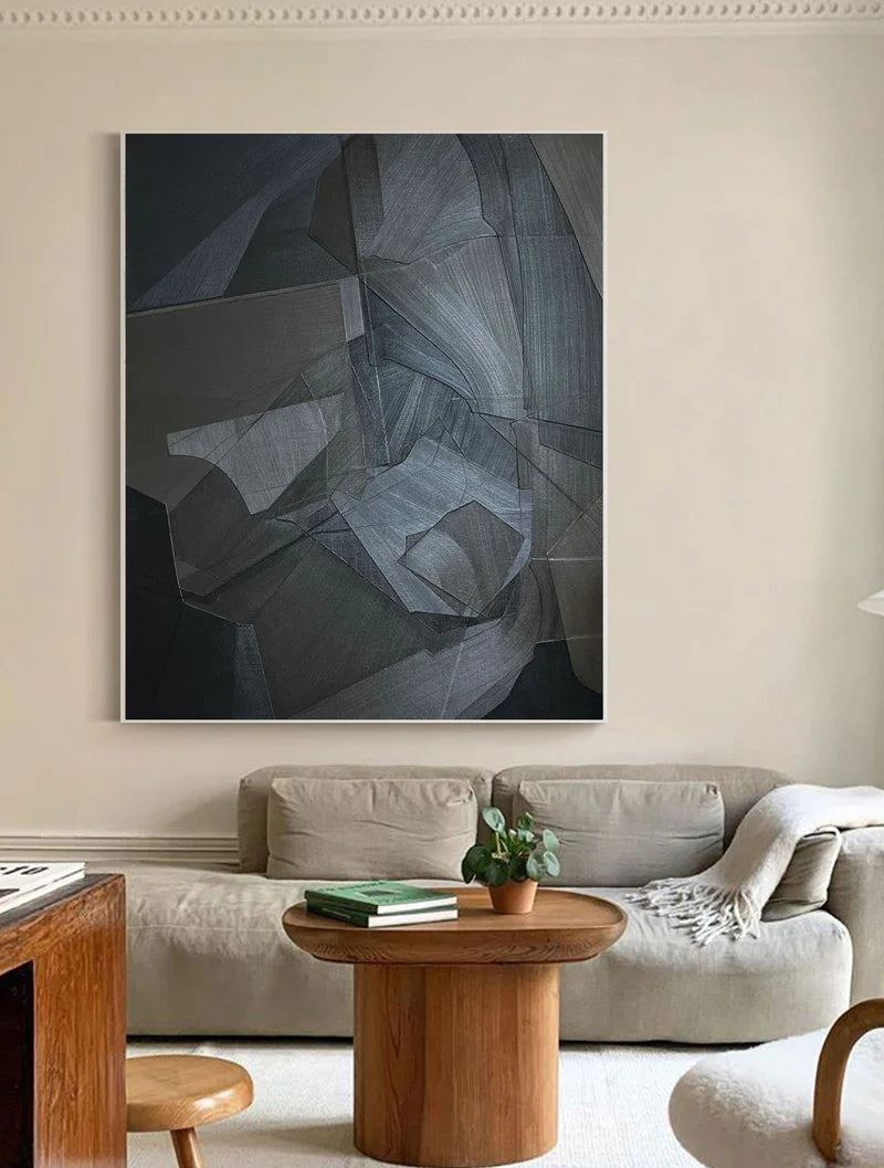 Black Minimalist Textured Wall Art #MT077