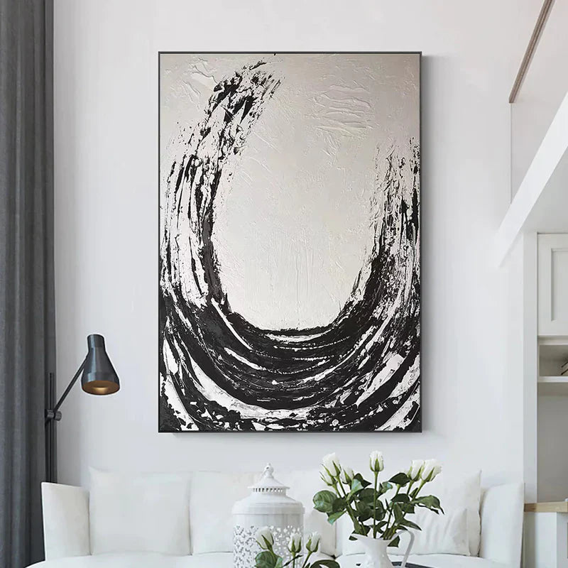 Black and White Minimalist Textured Wall Art #MT035