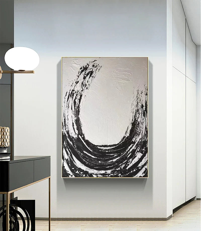 Black and White Minimalist Textured Wall Art #MT035