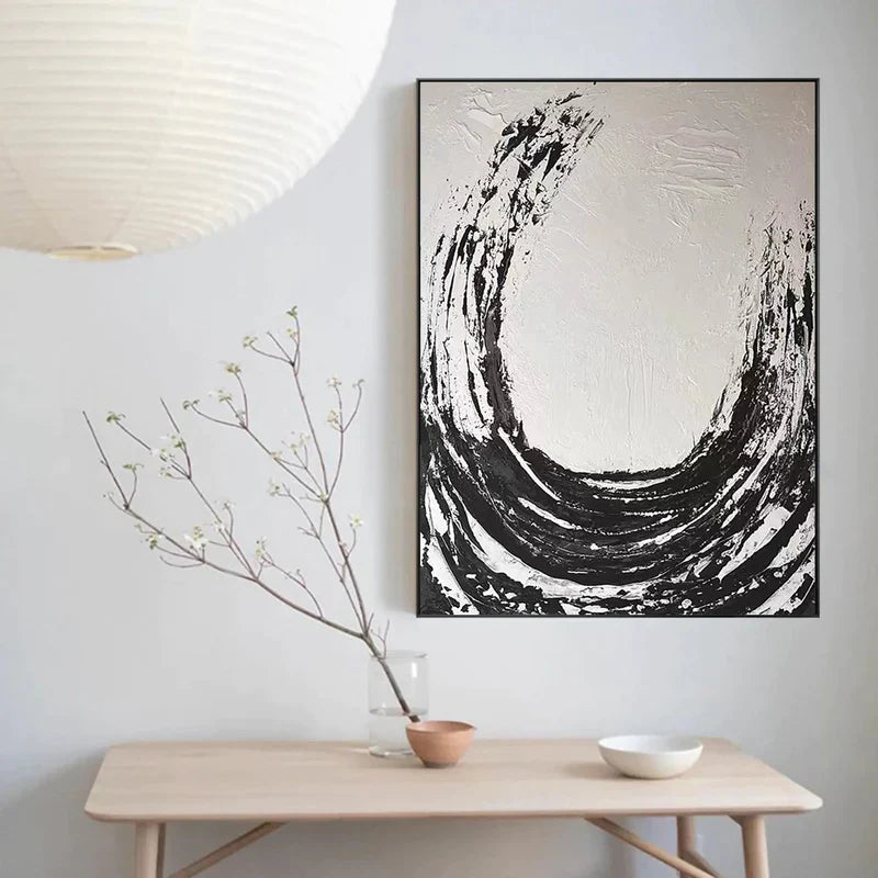 Black and White Minimalist Textured Wall Art #MT035