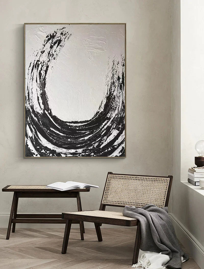Black and White Minimalist Textured Wall Art #MT035