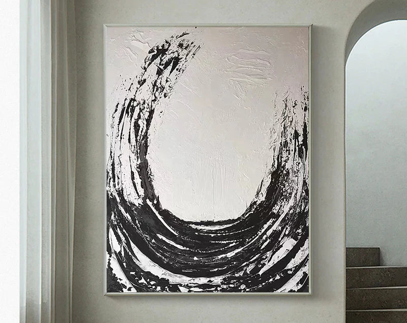 Black and White Minimalist Textured Wall Art #MT035