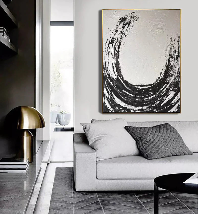 Black and White Minimalist Textured Wall Art #MT035