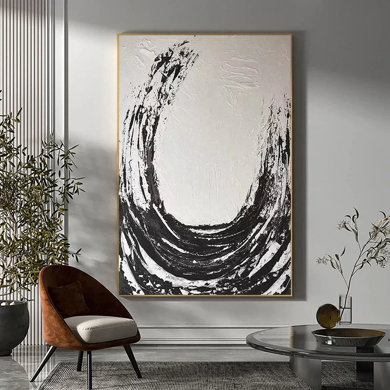 Black and White Minimalist Textured Wall Art #MT035