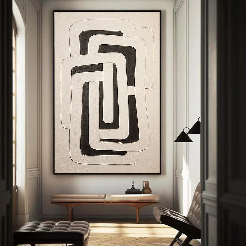 Black and White Minimalist Textured Wall Art #MT018