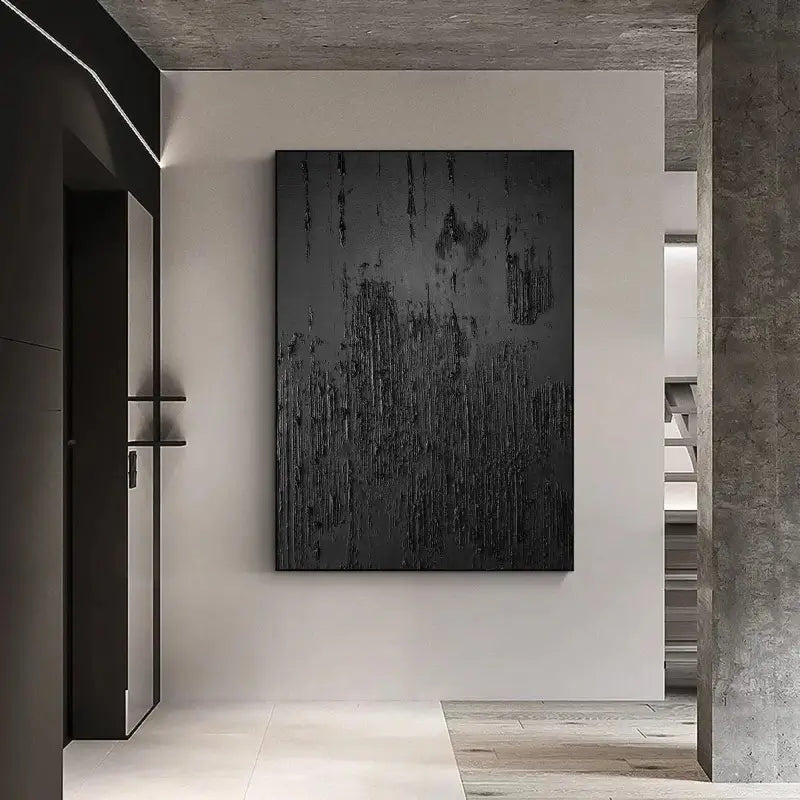 Black Minimalist Textured Wall Art #MT052