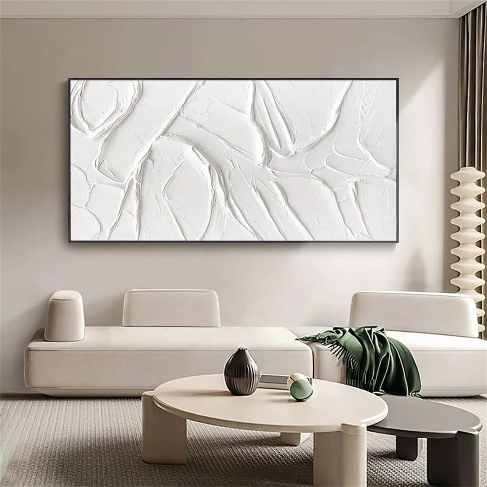 White Minimalist Textured Wall Art #MT060