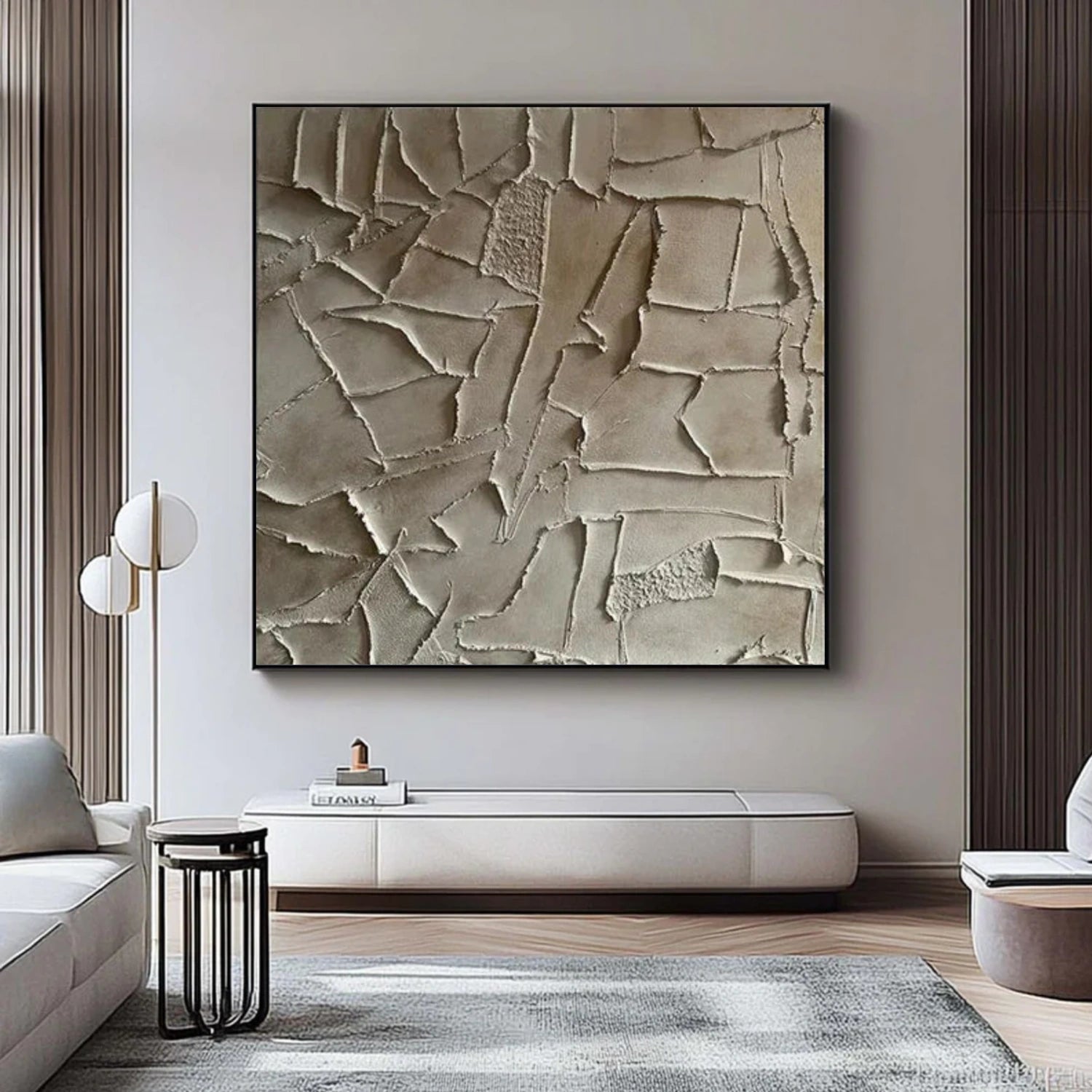 Beige and Brown Abstract Textured Wall Art #AT141