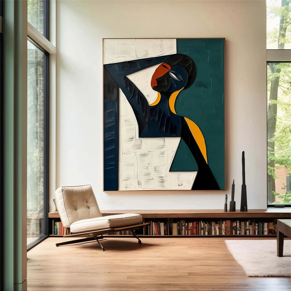 Abstract Portrait Textured Wall Art #PB007