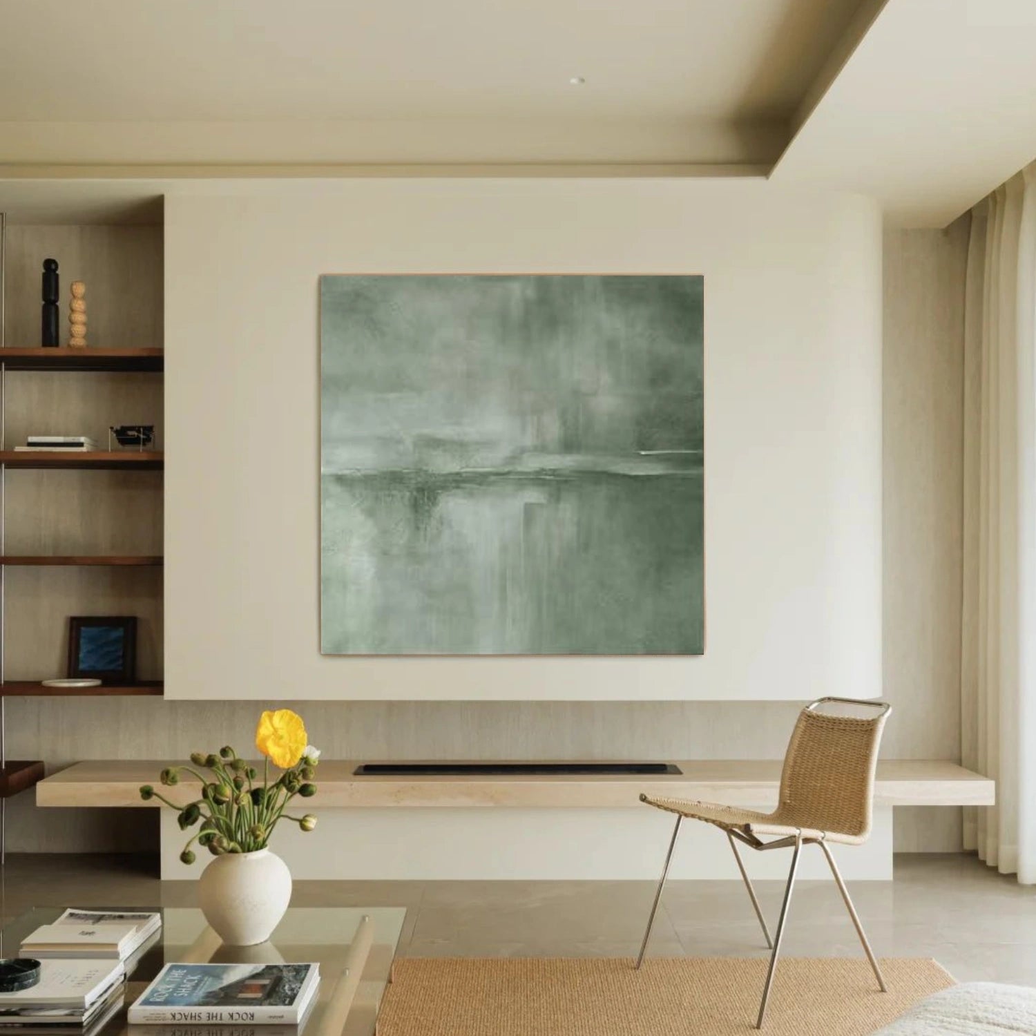 Green Wabi Sabi Abstract Wall Art #WT063