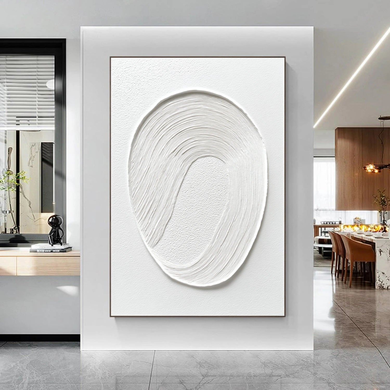 White Minimalist Textured Wall Art #MT137